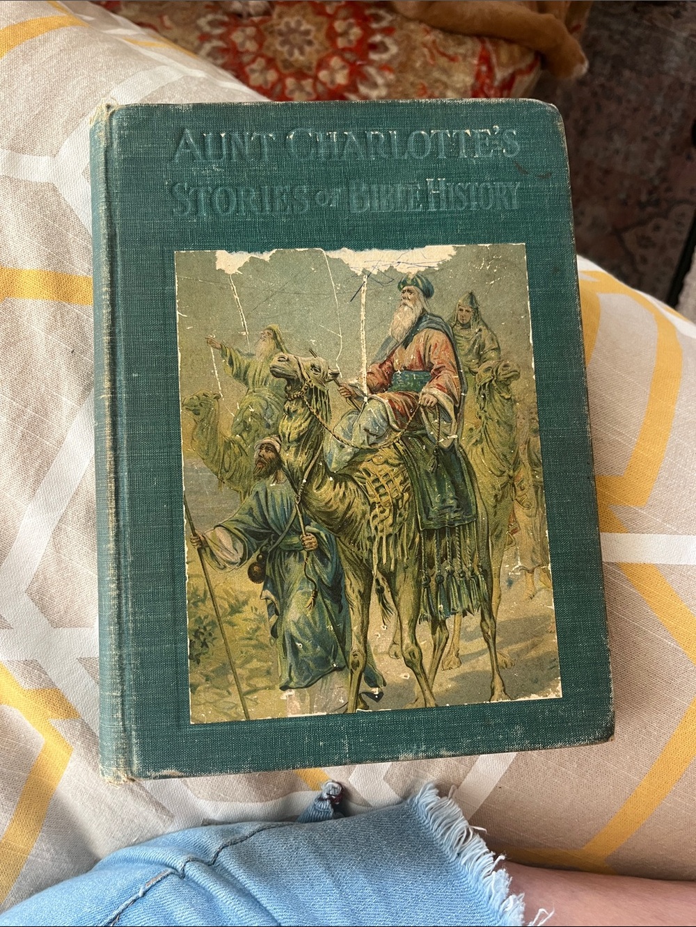 Aunt Charlotte's Stories of Bible History - Green Hardcover Kids Book- 1890 Book